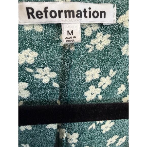 Reformation Nell Top V Neck Annette print Green Floral Long Sleeve Sz M - Picture 12 of 14